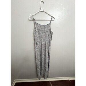 Old Navy Black White Floral Fit & Flare Smocked Maxi Dress Size Large Tall